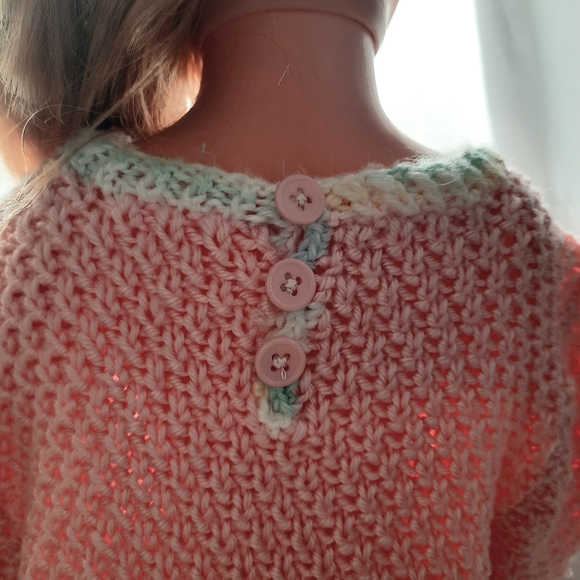 Prairie Baby Dress Puffed Sleeves Bubblegum Pink - Picture 10 of 15